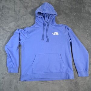 The North Face Women's M Logo Hoodie Blue Pullover Sweatshirt Circular Design